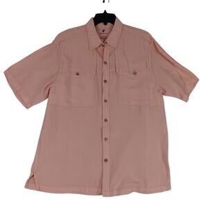 Caribbean Shirt Mens Large Orangesicle Linen/Rayon Blend Beach Tropical Vacation